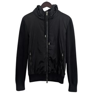 BOSS Hugo Boss Men’s Hybrid Knit Hooded Jacket Wool Cotton Black Size S